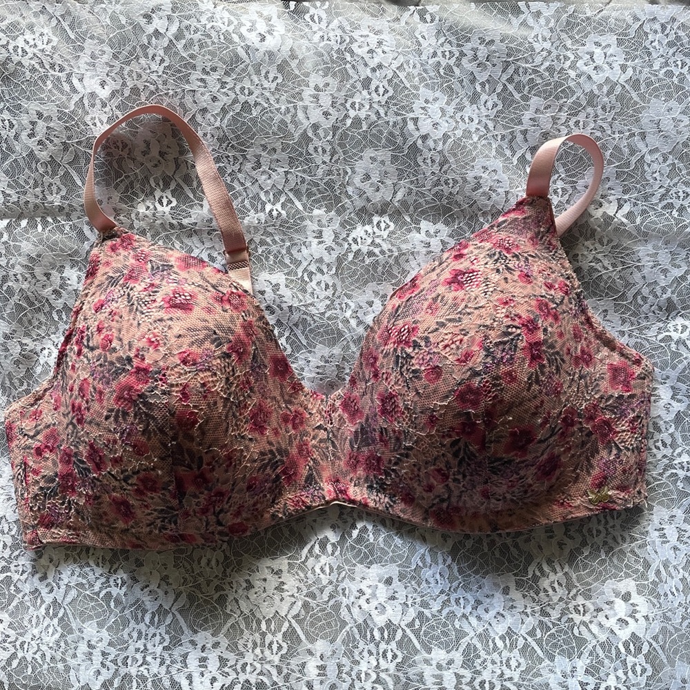 Plus size bra 40D Jessica Simpson brand pink floral